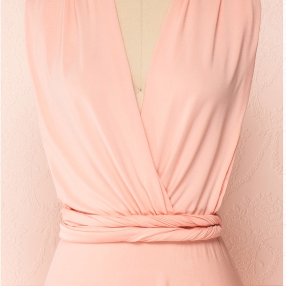 Blush pink floor-length convertible evening gown - Picture 3 of 7